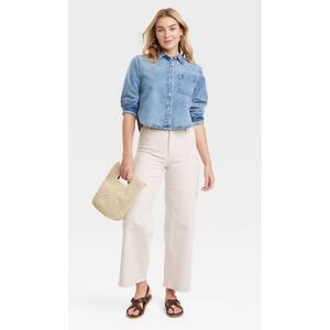 Women's‎ Size 12 High-Rise Sailor Wide Leg Ankle Jeans White Universal Thread